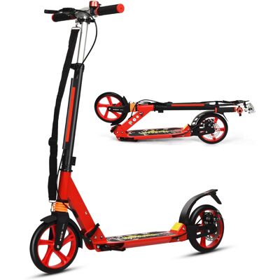CostwayTrottinette à 2 Roues avec Frein Pliable 3 Hauteures Aajustables Fait en Alliage d'Aluminium Charge Max.100KG Rouge - Publicité CostwayTrottinette à 2 Roues avec Frein Pliable 3 Hauteures Aajustables Fait en Alliage d'Aluminium Charge Max.100KG Rouge - Publicité