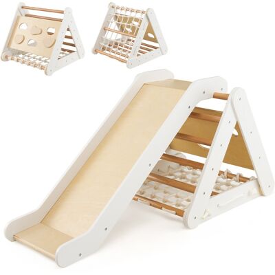 CostwayTriangle d Escalade en Bois pour Bebe 1+ An 4 en 1 Échelle et Planche d'Escalade avec Filet Charge 50KG - Publicité CostwayTriangle d Escalade en Bois pour Bebe 1+ An 4 en 1 Échelle et Planche d'Escalade avec Filet Charge 50KG - Publicité