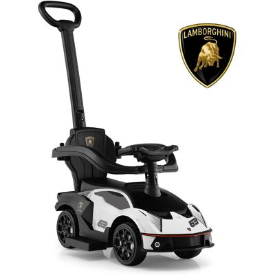 CostwayVoiture à Pousser 3 en 1 pour Enfants Sous Licence Lamborghini Poignée de Poussée Volant Garde-corps Amovible pour Bébé de 12-36 Mois Blanc - Publicité CostwayVoiture à Pousser 3 en 1 pour Enfants Sous Licence Lamborghini Poignée de Poussée Volant Garde-corps Amovible pour Bébé de 12-36 Mois Blanc - Publicité