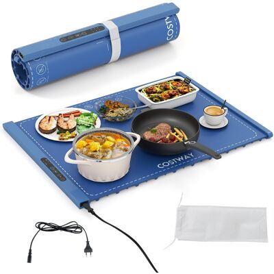 CostwayTapis Chauffant Électrique pour Aliments Plateau en Silicone Enroulable et Portable avec Chauffage Rapide Température Bleu - Publicité CostwayTapis Chauffant Électrique pour Aliments Plateau en Silicone Enroulable et Portable avec Chauffage Rapide Température Bleu - Publicité