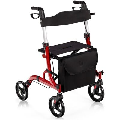 CostwayDéambulateur à 4 Roues Pliable en Alliage d'Aluminium Rollator Poignées Réglables en Hauteur 83-96 cm Système de Freinage Sac Charge 150KG Rouge - Publicité CostwayDéambulateur à 4 Roues Pliable en Alliage d'Aluminium Rollator Poignées Réglables en Hauteur 83-96 cm Système de Freinage Sac Charge 150KG Rouge - Publicité