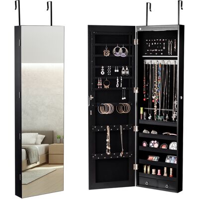 CostwayArmoire à Bijoux avec Miroir et Lumière LED Multiples Rangements, avec crochets pour porte, 120 x 36 x 10 cm, Noir - Publicité CostwayArmoire à Bijoux avec Miroir et Lumière LED Multiples Rangements, avec crochets pour porte, 120 x 36 x 10 cm, Noir - Publicité