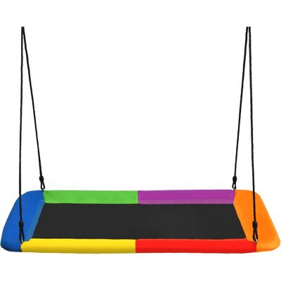 CostwayBalançoire en Plate-forme en Tissu Oxford avec Cordes de Suspension Hauteur Réglable 100-180CM Poids 315KG Multicolore - Publicité CostwayBalançoire en Plate-forme en Tissu Oxford avec Cordes de Suspension Hauteur Réglable 100-180CM Poids 315KG Multicolore - Publicité