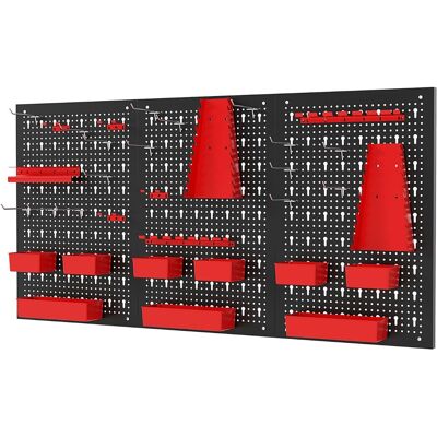 CostwayOrganiseur Mural en Panneau Perforé Rangement d'Outils en Métal avec 3 Panneaux 34 Accessoires de Suspension Porte-outils à 9 Bacs Rouge - Publicité CostwayOrganiseur Mural en Panneau Perforé Rangement d'Outils en Métal avec 3 Panneaux 34 Accessoires de Suspension Porte-outils à 9 Bacs Rouge - Publicité