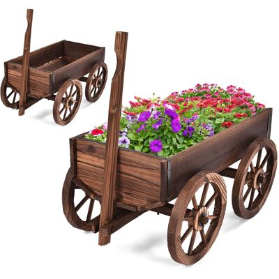 CostwayBrouette à Fleur en Bois Jardinière en Sapin à Roues Artistique Jardinière de Jardin avec Longue Poignée Réglable 120x43x53,5cm - Publicité CostwayBrouette à Fleur en Bois Jardinière en Sapin à Roues Artistique Jardinière de Jardin avec Longue Poignée Réglable 120x43x53,5cm - Publicité