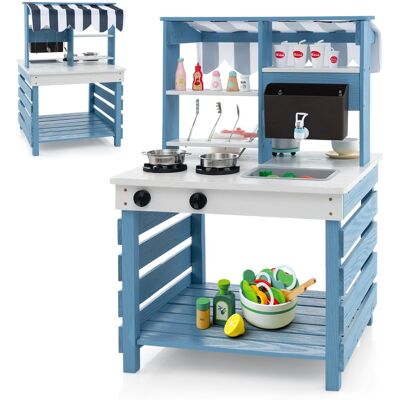 CostwayCuisine de Jeu 2 en 1 en Bois avec Cuisinières Evier Réservoir à Eau Robinet et Ustensiles de Cuisine Jeu de Cuisine avec Toit pour 3+ Ans - Publicité CostwayCuisine de Jeu 2 en 1 en Bois avec Cuisinières Evier Réservoir à Eau Robinet et Ustensiles de Cuisine Jeu de Cuisine avec Toit pour 3+ Ans - Publicité