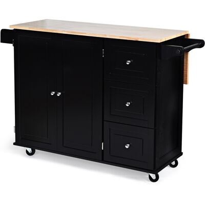 CostwayDesserte sur Roulettes Service de Cuisine de Roulant avec Plans de Travail Rabattable en Bois Armoire de Rangement Noir - Publicité CostwayDesserte sur Roulettes Service de Cuisine de Roulant avec Plans de Travail Rabattable en Bois Armoire de Rangement Noir - Publicité