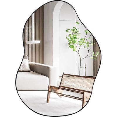 CostwayMiroir Mural Élégant de Forme Asymétrique de 78 x 56,5 Cm Panneau Arrière de Qualité Supérieure avec Vis d'Expansion Miroir Mural Décoratif Noir - Publicité CostwayMiroir Mural Élégant de Forme Asymétrique de 78 x 56,5 Cm Panneau Arrière de Qualité Supérieure avec Vis d'Expansion Miroir Mural Décoratif Noir - Publicité