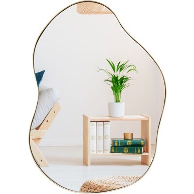 CostwayMiroir Mural Élégant de Forme Asymétrique de 78 x 56,5 Cm Panneau Arrière de Qualité Supérieure avec Vis d'Expansion Miroir Mural Décoratif Or - Publicité CostwayMiroir Mural Élégant de Forme Asymétrique de 78 x 56,5 Cm Panneau Arrière de Qualité Supérieure avec Vis d'Expansion Miroir Mural Décoratif Or - Publicité