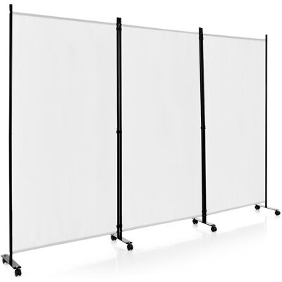 CostwayParavent à Roulette Brise Vue 3 Panneaux Pliable Détachables 262 x 180 CM Cloison de Séparation Protéger Privée Blanc Noir - Publicité CostwayParavent à Roulette Brise Vue 3 Panneaux Pliable Détachables 262 x 180 CM Cloison de Séparation Protéger Privée Blanc Noir - Publicité