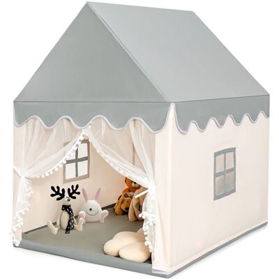 CostwayTente de Jeu pour Enfants avec Tapis Rembourré & Cadre en Bois Maisonnette avec Rideaux en Gaze et Fenêtres 120 x 105 x 140 cm Beige - Publicité CostwayTente de Jeu pour Enfants avec Tapis Rembourré & Cadre en Bois Maisonnette avec Rideaux en Gaze et Fenêtres 120 x 105 x 140 cm Beige - Publicité