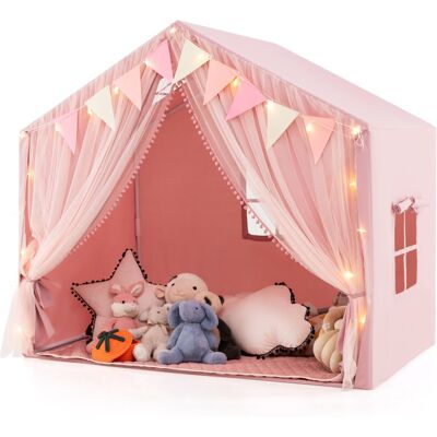 CostwayTente de Jeu pour Enfants avec Rideaux en Tissu et Moustiquaire Lumières Etoilées Fanions à Carreaux pour Les 3 Ans et Plus Rose - Publicité CostwayTente de Jeu pour Enfants avec Rideaux en Tissu et Moustiquaire Lumières Etoilées Fanions à Carreaux pour Les 3 Ans et Plus Rose - Publicité