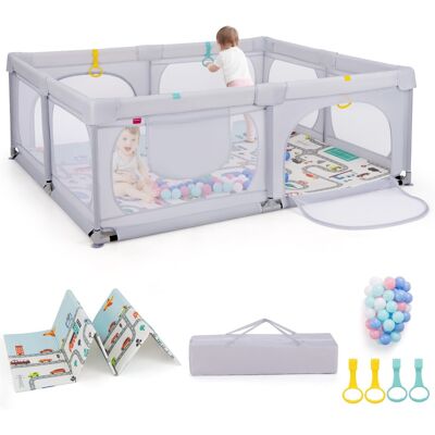 CostwayParc pour Bébé 189x158cm Tapis 4 Anneaux de Traction 50 Balles Océaniques Barrière Sécurisée Maille Respirante Poche pour 0-3 Ans Gris Clair - Publicité CostwayParc pour Bébé 189x158cm Tapis 4 Anneaux de Traction 50 Balles Océaniques Barrière Sécurisée Maille Respirante Poche pour 0-3 Ans Gris Clair - Publicité