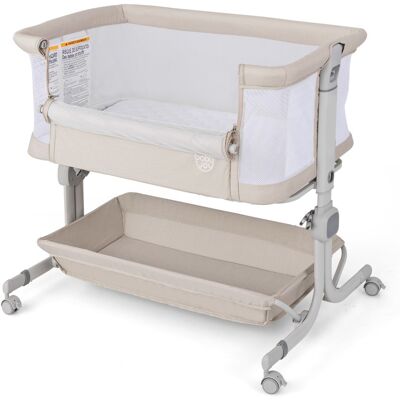 CostwayLit de Bébé Berceau Berceau de Côté avec Hauteur Réglable 6 Niveaux Étagère de Rangement Roulettes Matelas et Sac de Transport Beige - Publicité CostwayLit de Bébé Berceau Berceau de Côté avec Hauteur Réglable 6 Niveaux Étagère de Rangement Roulettes Matelas et Sac de Transport Beige - Publicité