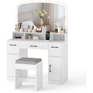 CostwayCoiffeuse avec Miroir et Éclairage Table de Maquillage de 108 cm avec Tabouret Station de Charge 3 Couleurs de Lumière 3 Tiroirs Blanc - Publicité CostwayCoiffeuse avec Miroir et Éclairage Table de Maquillage de 108 cm avec Tabouret Station de Charge 3 Couleurs de Lumière 3 Tiroirs Blanc - Publicité