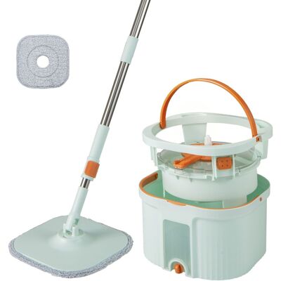 CostwayEnsemble Balai Essoreur et Seau Séparation Eau Propre et Eau Sale Tête de Balai Carrée Auto-essorante Tampons de Balai en Microfibre Vert - Publicité CostwayEnsemble Balai Essoreur et Seau Séparation Eau Propre et Eau Sale Tête de Balai Carrée Auto-essorante Tampons de Balai en Microfibre Vert - Publicité