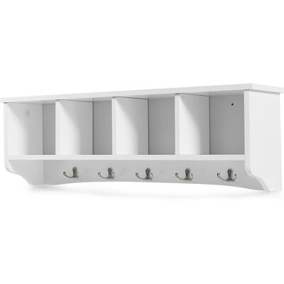 CostwayPorte-Manteau Mural avec 4 Compartiments et 5 Crochets Doubles-Tête de Style Moderne 72 x 15,5 x 23 CM Blanc - Publicité CostwayPorte-Manteau Mural avec 4 Compartiments et 5 Crochets Doubles-Tête de Style Moderne 72 x 15,5 x 23 CM Blanc - Publicité