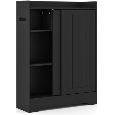 CostwayArmoire de Rangement de Salle de Bain Meuble de Sol Mince avec Porte-Papier Toilette Compartiment pour Brosse et Étagères Réglables Noir - Publicité CostwayArmoire de Rangement de Salle de Bain Meuble de Sol Mince avec Porte-Papier Toilette Compartiment pour Brosse et Étagères Réglables Noir - Publicité