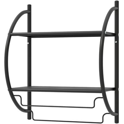 CostwayEtagère Murale de Salle de Bain Porte-serviettes avec 2 Tablettes et 2 Barres en Métal Chromé 45x25,5x55cm Noir - Publicité CostwayEtagère Murale de Salle de Bain Porte-serviettes avec 2 Tablettes et 2 Barres en Métal Chromé 45x25,5x55cm Noir - Publicité