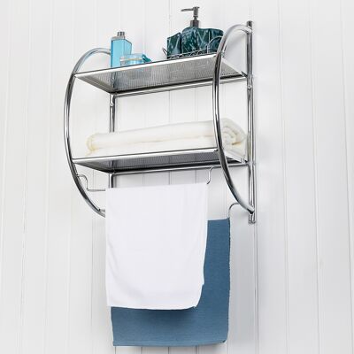 CostwayEtagère Murale de Salle de Bain Porte-serviettes avec 2 Tablettes et 2 Barres en Métal Chromé 45x25,5x55cm Argenté - Publicité CostwayEtagère Murale de Salle de Bain Porte-serviettes avec 2 Tablettes et 2 Barres en Métal Chromé 45x25,5x55cm Argenté - Publicité
