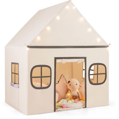 CostwayTente de Jeu pour Enfants Grande Maisonnette avec Rideau de Porte et Fenêtres Étoiles Lumineuses Tapis Rembourré Antidérapant Poche Beige - Publicité CostwayTente de Jeu pour Enfants Grande Maisonnette avec Rideau de Porte et Fenêtres Étoiles Lumineuses Tapis Rembourré Antidérapant Poche Beige - Publicité
