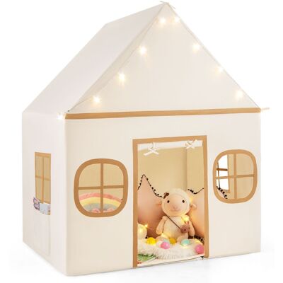CostwayTente de Jeu pour Enfants Grande Maisonnette avec Rideau de Porte et Fenêtres Étoiles Lumineuses Tapis Rembourré Antidérapant Poche Café - Publicité CostwayTente de Jeu pour Enfants Grande Maisonnette avec Rideau de Porte et Fenêtres Étoiles Lumineuses Tapis Rembourré Antidérapant Poche Café - Publicité