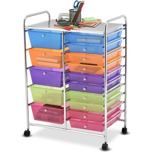 CostwayChariot de rangement roulant, 15 tiroirs amovibles desserte pour bureau classeur à roulettes 63x37x87cm Multicolore - Publicité CostwayChariot de rangement roulant, 15 tiroirs amovibles desserte pour bureau classeur à roulettes 63x37x87cm Multicolore - Publicité