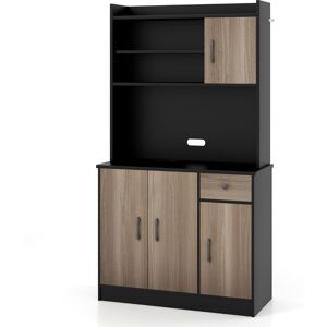 CostwayArmoire de Rangement Buffet avec Clapier Plan de Travail pour Micro-ondes Tiroir 4 Etagères Réglables Trous Noir - Publicité CostwayArmoire de Rangement Buffet avec Clapier Plan de Travail pour Micro-ondes Tiroir 4 Etagères Réglables Trous Noir - Publicité