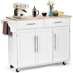 CostwayÎlot de Cuisine sur Roulettes 2 Tiroirs & 2 Placards Étagères Intérieures Ajustables Idéal pour Salle à Manger Restaurant Blanc - Publicité CostwayÎlot de Cuisine sur Roulettes 2 Tiroirs & 2 Placards Étagères Intérieures Ajustables Idéal pour Salle à Manger Restaurant Blanc - Publicité