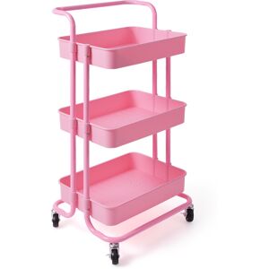 CostwayChariot de Service à Roulettes 3 Paniers en Maille Métallique Antirouille Desserte de Cuisine 42x35x87cm Rose - Publicité CostwayChariot de Service à Roulettes 3 Paniers en Maille Métallique Antirouille Desserte de Cuisine 42x35x87cm Rose - Publicité
