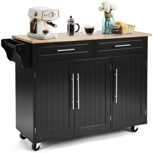 CostwayÎlot de Cuisine sur Roulettes 2 Tiroirs & 2 Placards Étagères Intérieures Ajustables Idéal pour Salle à Manger Restaurant Noir - Publicité CostwayÎlot de Cuisine sur Roulettes 2 Tiroirs & 2 Placards Étagères Intérieures Ajustables Idéal pour Salle à Manger Restaurant Noir - Publicité