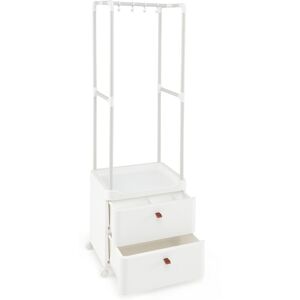 CostwayPorte-vêtements avec 2 Tiroirs Organisateur de Vêtements avec Roulettes Verrouillables Commode Autoportante Tringle de Suspension Blanc - Publicité CostwayPorte-vêtements avec 2 Tiroirs Organisateur de Vêtements avec Roulettes Verrouillables Commode Autoportante Tringle de Suspension Blanc - Publicité