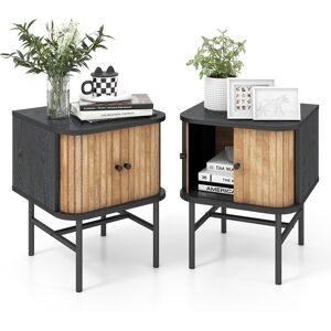 Costway2 Tables de Chevet avec Portes Coulissantes Moderne Du Milieu Du Siècle avec Armoire de Rangement Pieds en Métal Table Compacte Noir - Publicité Costway2 Tables de Chevet avec Portes Coulissantes Moderne Du Milieu Du Siècle avec Armoire de Rangement Pieds en Métal Table Compacte Noir - Publicité