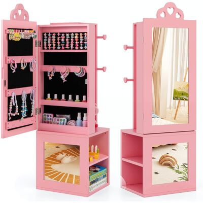Costway3 en 1 Armoire à Bijoux Enfants Organisateur de Bijoux avec Miroir Pleine Longueur Anti-Bascule Porte-Vêtements sur Pied Motif Cœur Rose - Publicité Costway3 en 1 Armoire à Bijoux Enfants Organisateur de Bijoux avec Miroir Pleine Longueur Anti-Bascule Porte-Vêtements sur Pied Motif Cœur Rose - Publicité
