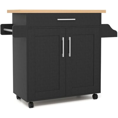 CostwayÎlot de Cuisine Roulant avec Tiroir Étagère Ajustable Support à Épices Porte-Serviettes Roues Universelles Verrouillables Noir - Publicité CostwayÎlot de Cuisine Roulant avec Tiroir Étagère Ajustable Support à Épices Porte-Serviettes Roues Universelles Verrouillables Noir - Publicité
