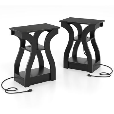 CostwayLot de 2 Tables d'Appoint avec Station de Charge Tables de Canapé à 3 Niveaux Tables de Chevet avec Ports USB et Prises Modernes Noir - Publicité CostwayLot de 2 Tables d'Appoint avec Station de Charge Tables de Canapé à 3 Niveaux Tables de Chevet avec Ports USB et Prises Modernes Noir - Publicité