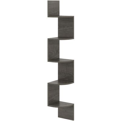 CostwayÉtagère d'Angle à 5 Niveaux Étagère Murale Flottante Organisateur de Rangement Mural Support en Bois Design Moderne Gris - Publicité CostwayÉtagère d'Angle à 5 Niveaux Étagère Murale Flottante Organisateur de Rangement Mural Support en Bois Design Moderne Gris - Publicité