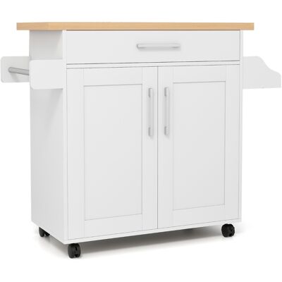 CostwayÎlot de Cuisine Roulant avec Tiroir Étagère Ajustable Support à Épices Porte-Serviettes Roues Universelles Verrouillables Blanc - Publicité CostwayÎlot de Cuisine Roulant avec Tiroir Étagère Ajustable Support à Épices Porte-Serviettes Roues Universelles Verrouillables Blanc - Publicité