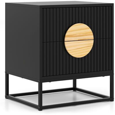 CostwayTable de Nuit Cannelée Table de Chevet avec 2 Tiroirs Poignées en Bois de Pin & Cadre Métallique Table d'Appoint Moderne Noir - Publicité CostwayTable de Nuit Cannelée Table de Chevet avec 2 Tiroirs Poignées en Bois de Pin & Cadre Métallique Table d'Appoint Moderne Noir - Publicité