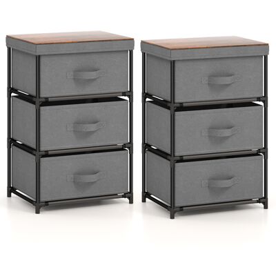 Costway2 Commodes 3 Tiroirs en Tissu 40 x 30 x 62 cm 2 Tables de Chevet avec Cadre en Métal pour Chambre Industriel Gris - Publicité Costway2 Commodes 3 Tiroirs en Tissu 40 x 30 x 62 cm 2 Tables de Chevet avec Cadre en Métal pour Chambre Industriel Gris - Publicité