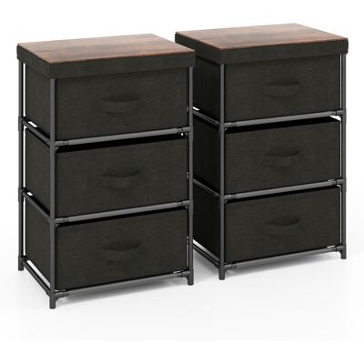 Costway2 Commodes 3 Tiroirs en Tissu 40 x 30 x 62 cm 2 Tables de Chevet avec Cadre en Métal pour Chambre Industriel Noir - Publicité Costway2 Commodes 3 Tiroirs en Tissu 40 x 30 x 62 cm 2 Tables de Chevet avec Cadre en Métal pour Chambre Industriel Noir - Publicité