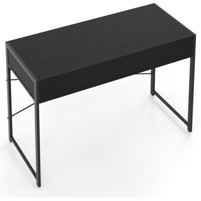 CostwayBureau en Bois et Acier avec 2 Tiroirs 112x48x76CM Design Rétro Poste de Travail Noir - Publicité CostwayBureau en Bois et Acier avec 2 Tiroirs 112x48x76CM Design Rétro Poste de Travail Noir - Publicité