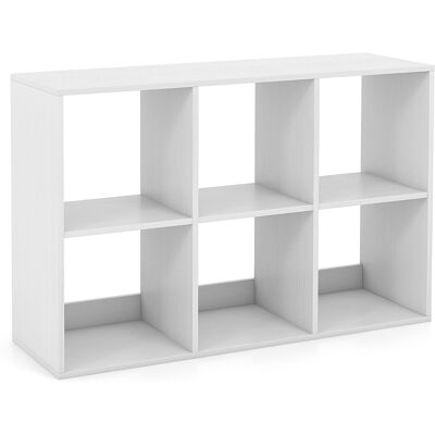 CostwayBibliothèque Ouverte à 6 Cubes sur 2 Niveaux Etagère de Rangement Autoportante Style Rustique Kit Anti-basculement Blanc - Publicité CostwayBibliothèque Ouverte à 6 Cubes sur 2 Niveaux Etagère de Rangement Autoportante Style Rustique Kit Anti-basculement Blanc - Publicité