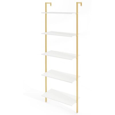 CostwayÉtagère à Échelle à 5 Niveaux Bibliothèque Murale avec Cadre en Métal et Patins de Pied Réglables Grande Étagère Ouverte Blanc - Publicité CostwayÉtagère à Échelle à 5 Niveaux Bibliothèque Murale avec Cadre en Métal et Patins de Pied Réglables Grande Étagère Ouverte Blanc - Publicité