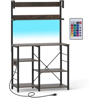 CostwayÉtagère de Cuisine avec Prise de Courant Meuble Micro-Ondes à 5 Niveaux avec Éclairage LED Étagères de Rangement Station de Café - Publicité CostwayÉtagère de Cuisine avec Prise de Courant Meuble Micro-Ondes à 5 Niveaux avec Éclairage LED Étagères de Rangement Station de Café - Publicité