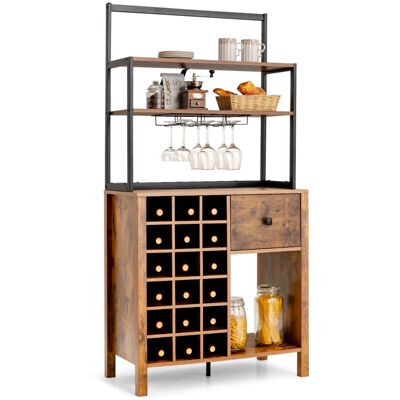 Armoire de Cuisine Costway avec Casier à Vin et Porte-Verres - Rangement et Présentation - Publicité Armoire de Cuisine Costway avec Casier à Vin et Porte-Verres - Rangement et Présentation - Publicité