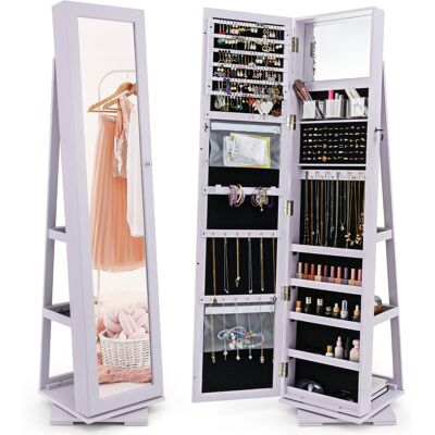 CostwayArmoire à Bijoux Pivotante à 360 Degrés Armoire à Bijoux Sur Pied Rangement pour Bijoux Grande Capacité Verrouillable avec Miroir Violet - Publicité CostwayArmoire à Bijoux Pivotante à 360 Degrés Armoire à Bijoux Sur Pied Rangement pour Bijoux Grande Capacité Verrouillable avec Miroir Violet - Publicité