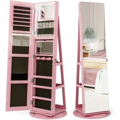 CostwayArmoire à Bijoux Pivotante à 360°avec Lumières LED 3 Couleurs Miroir Pleine Longueur et Étagère 3 Niveaux en Arrière Rose - Publicité CostwayArmoire à Bijoux Pivotante à 360°avec Lumières LED 3 Couleurs Miroir Pleine Longueur et Étagère 3 Niveaux en Arrière Rose - Publicité