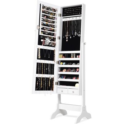 CostwayArmoire à Bijoux sur Pied avec Miroir Pivotante à 4 Niveaux Armoire de Rangement Bijoux avec 8 Étagères Doublées Blanc - Publicité CostwayArmoire à Bijoux sur Pied avec Miroir Pivotante à 4 Niveaux Armoire de Rangement Bijoux avec 8 Étagères Doublées Blanc - Publicité