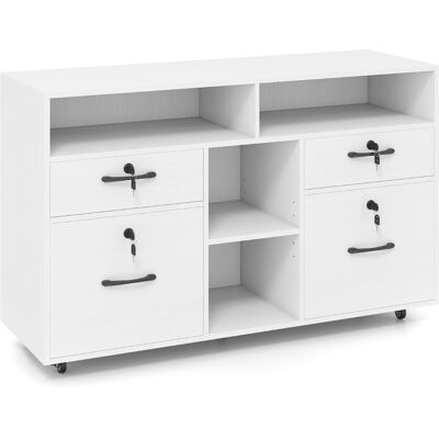 CostwayArmoire de Rangement avec Serrure Organisateur de Classement Latéral Mobile avec 4 Tiroirs pour Fichiers Format A4/Lettre Blanc - Publicité CostwayArmoire de Rangement avec Serrure Organisateur de Classement Latéral Mobile avec 4 Tiroirs pour Fichiers Format A4/Lettre Blanc - Publicité